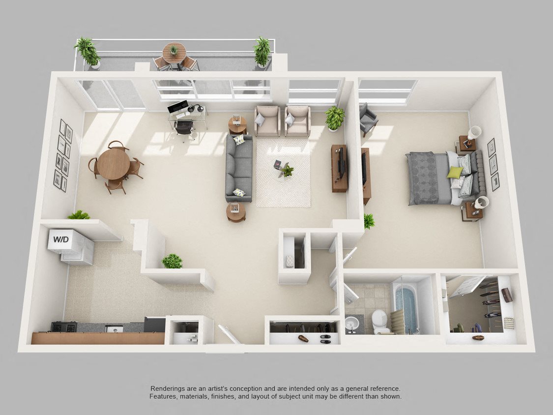One Bedroom Deluxe - East Floor Plan 4
